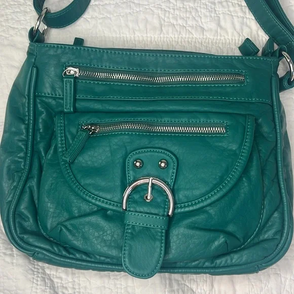 Green Vegan Leather Adjustable Crossbody/Shoulder Bag - Picture 3 of 7